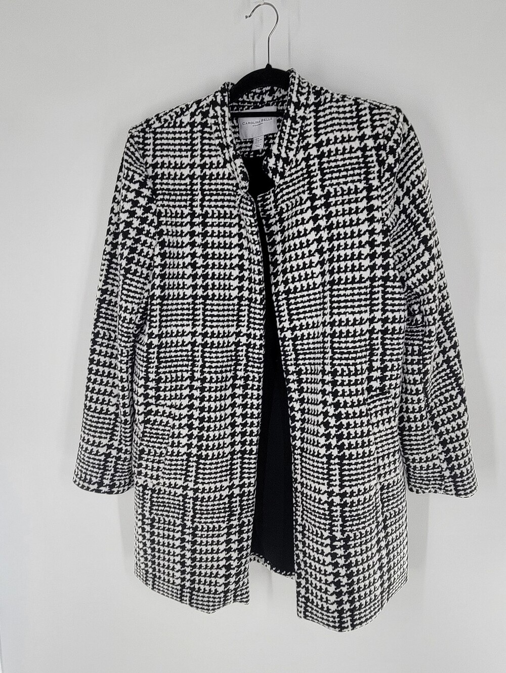 Carolina Belle Houndstooth Open Front Jacket Women's Small Black White Size XL